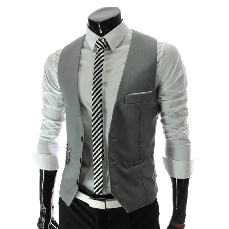 Men's Slim Fit Dress Suit Vest Waistcoats Men Gilet
