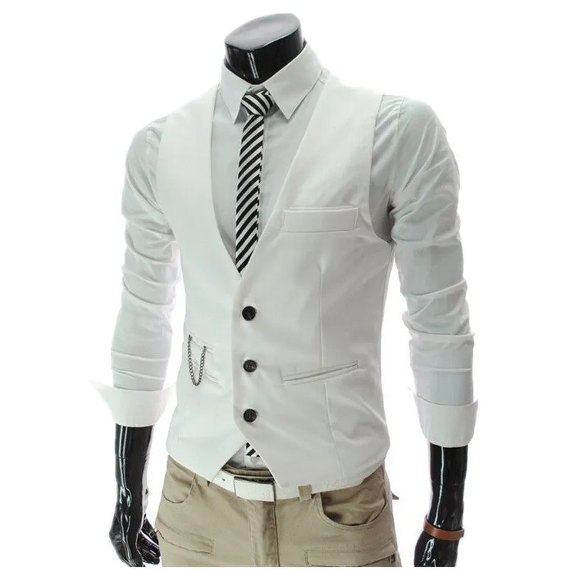 Men's Slim Fit Dress Suit Vest Waistcoats Men Gilet