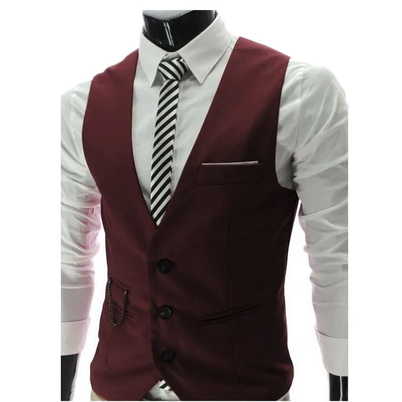 Men's Slim Fit Dress Suit Vest Waistcoats Men Gilet