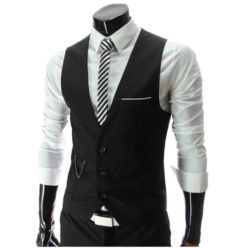 Men's Slim Fit Dress Suit Vest Waistcoats Men Gilet