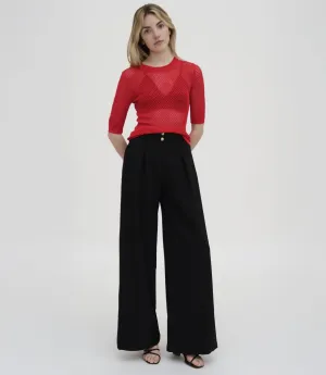 MESH CROPPED SLEEVE SWEATER