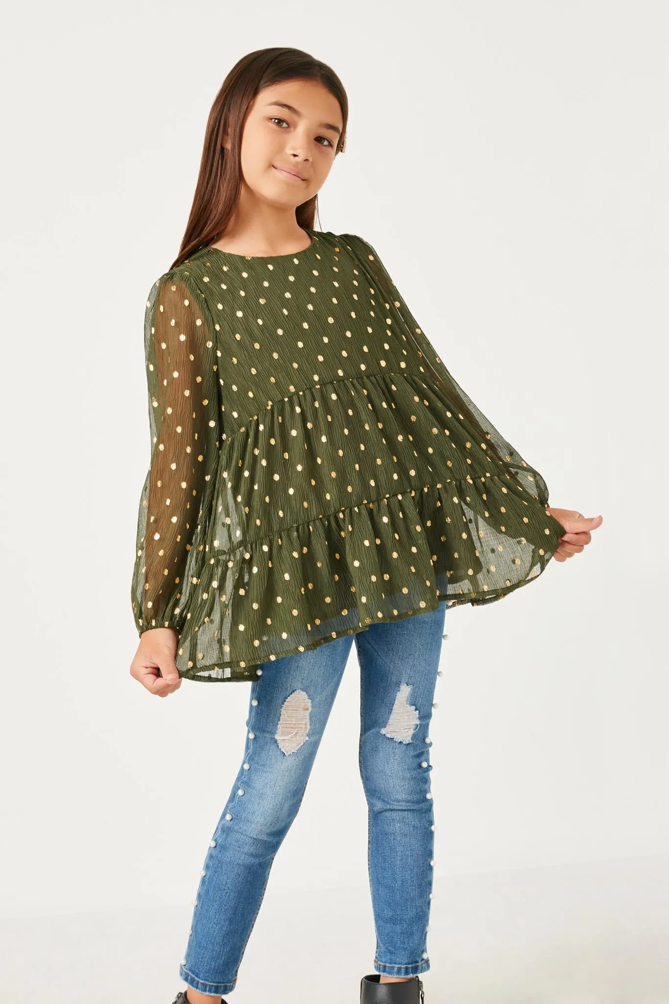 Metallic Dot Tiered Tunic