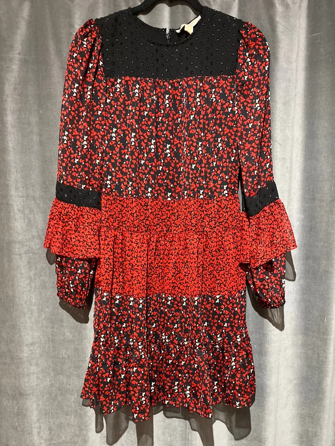 Michael Kors Red and Black Floral Dress