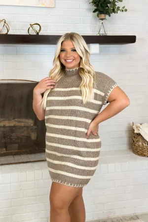 Mocha Striped Knit Sweater Dress *Final Sale*