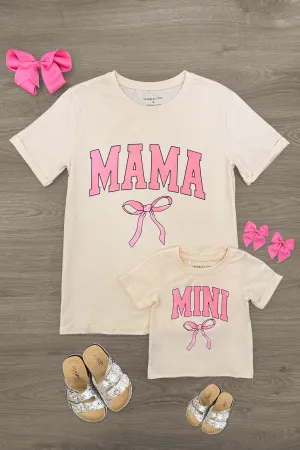 Mom & Me - "Mama & Mini" Cream Bow Top