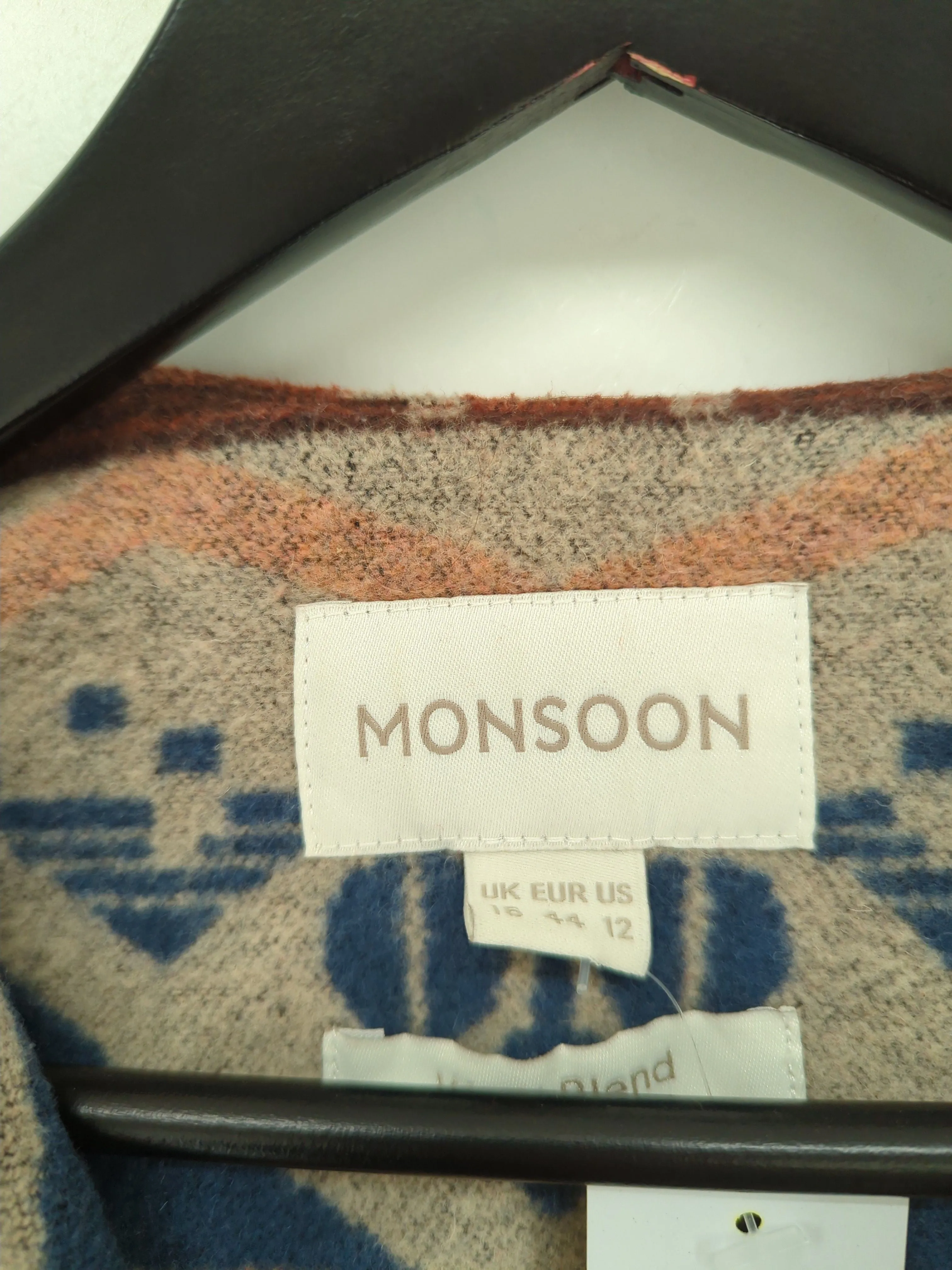 Monsoon Women's Jacket UK 16 Multi Polyester with Wool