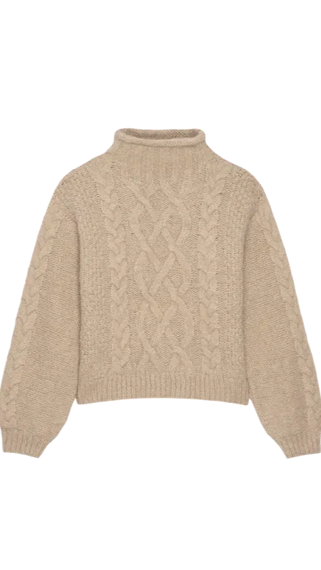 Nation LTD Lydia Cable Knit Sweater in Oatmeal Heather