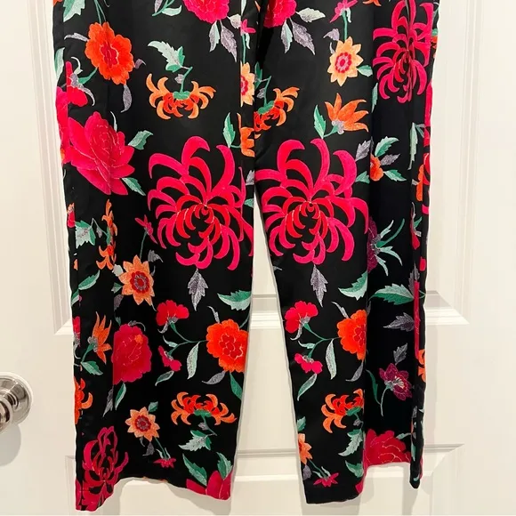 NATORI Women’s Satin Pajama Set Floral Long Sleeve Notch Collar Top Sz. Medium