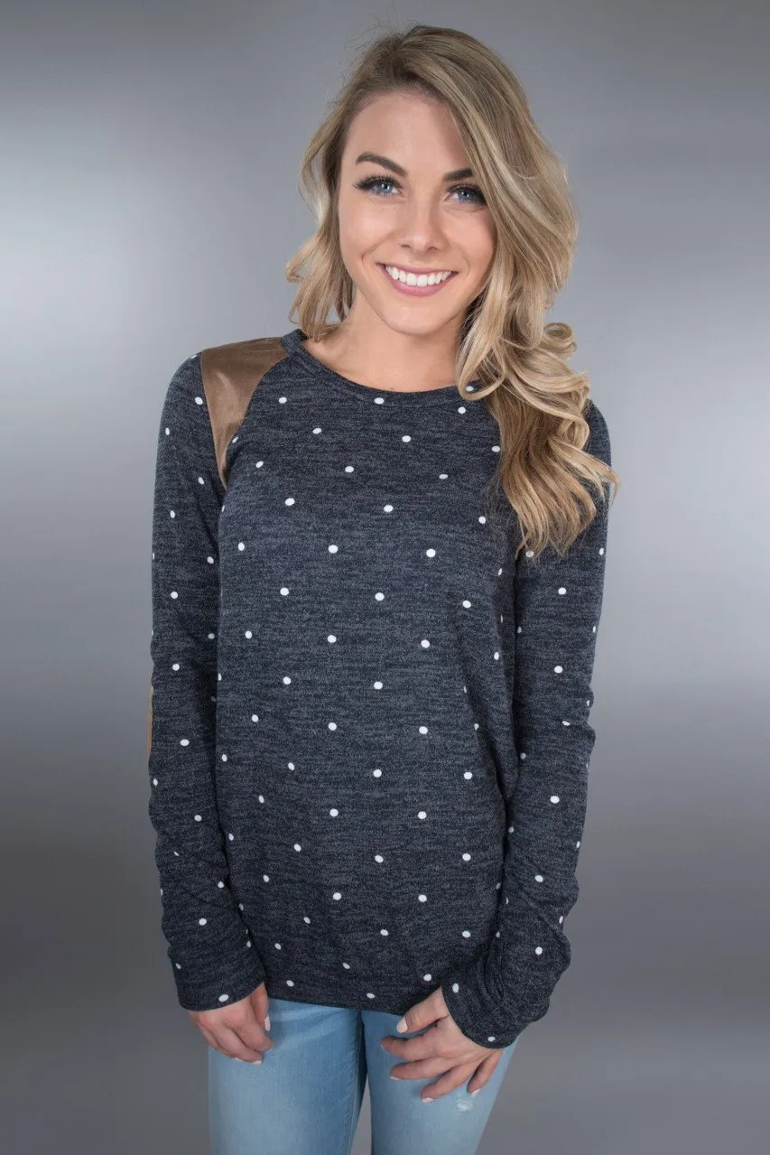 Navy Polka Dot Top