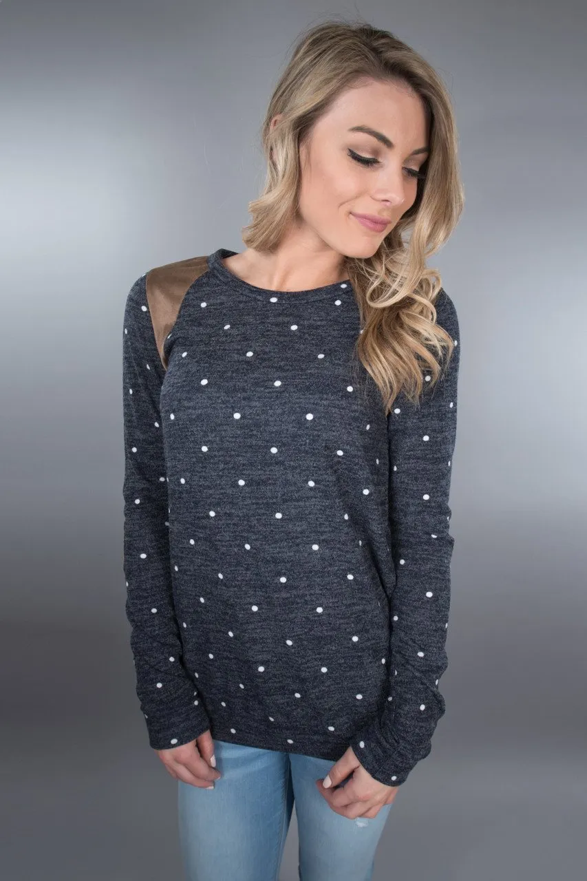 Navy Polka Dot Top