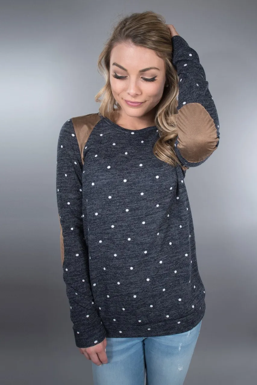 Navy Polka Dot Top