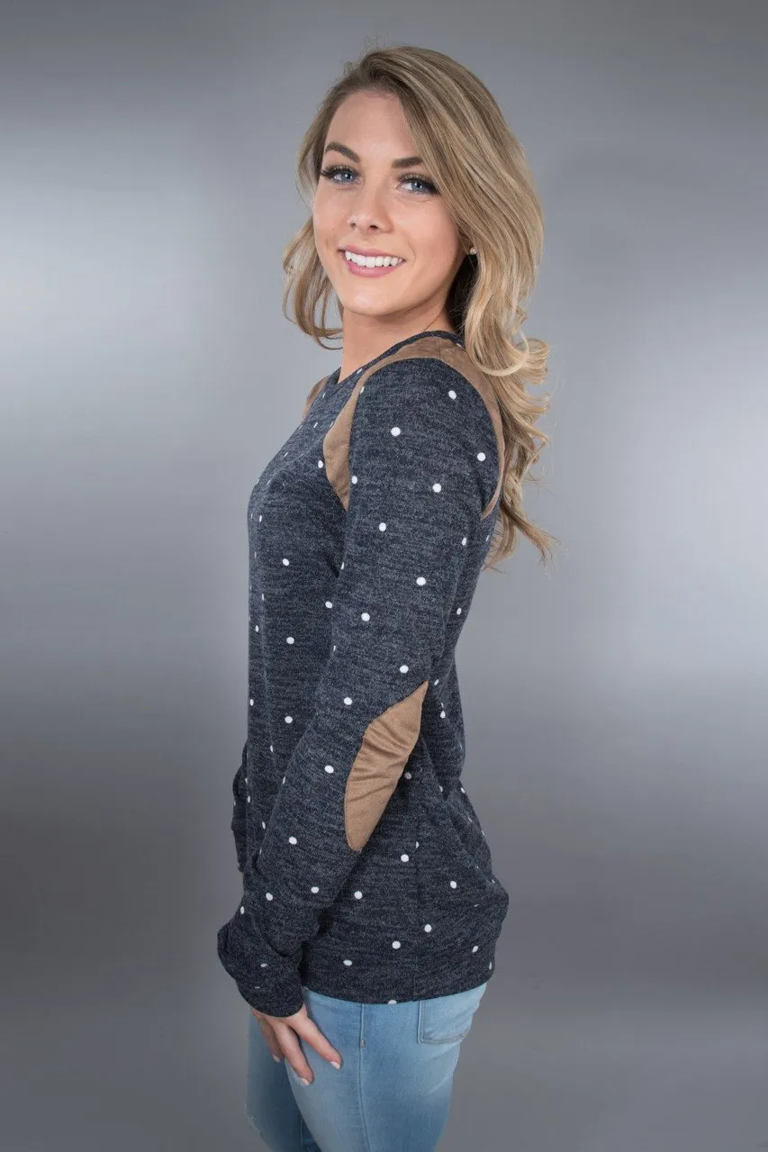 Navy Polka Dot Top