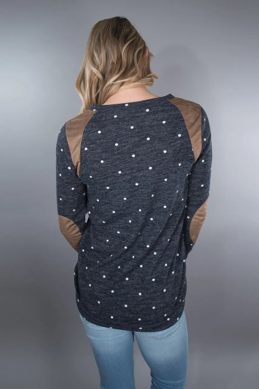 Navy Polka Dot Top