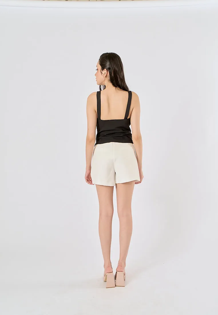 Nerys Black  Front Bow Tie W/ Beading Tank Top