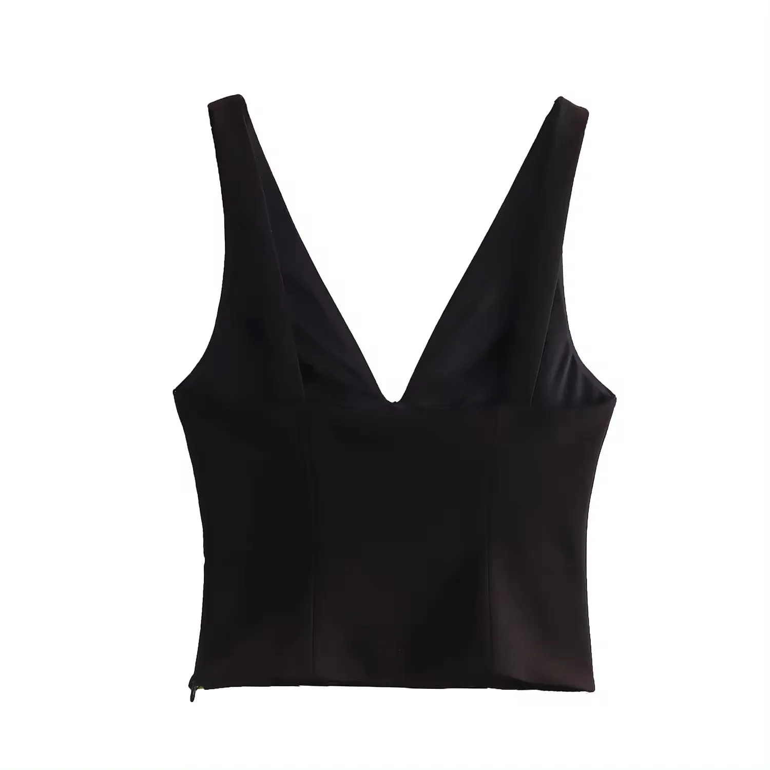 Nerys Black  Front Bow Tie W/ Beading Tank Top