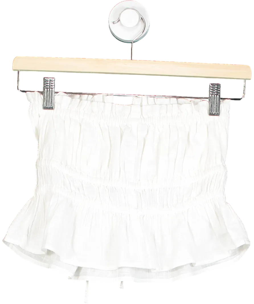 New Look White Ruched Tie Front Bandeau Top UK 10