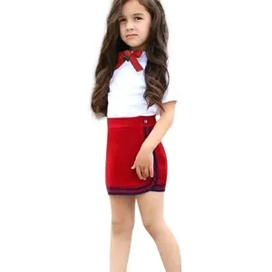 Newborn Kid Bow Tie Tops Mini Skirt Set Clothes