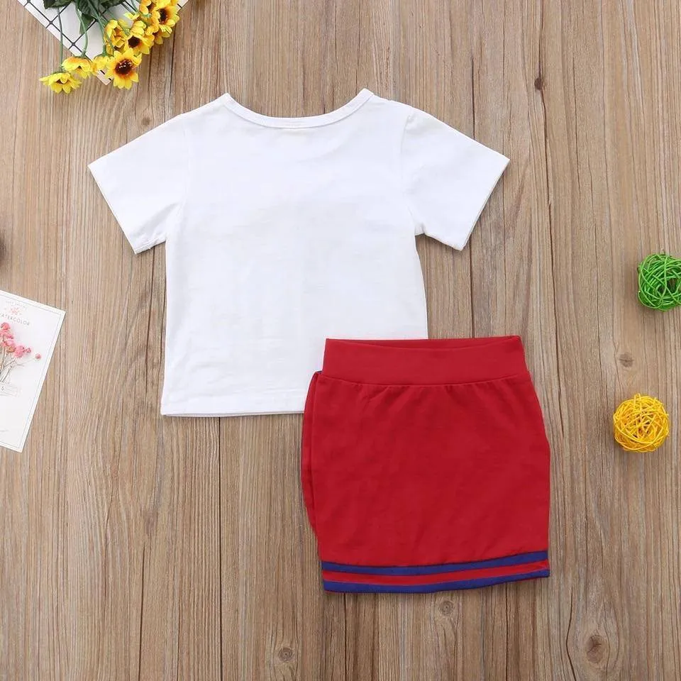 Newborn Kid Bow Tie Tops Mini Skirt Set Clothes