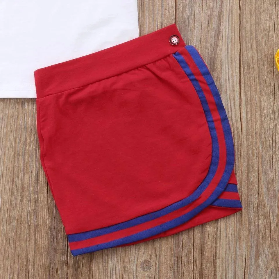 Newborn Kid Bow Tie Tops Mini Skirt Set Clothes