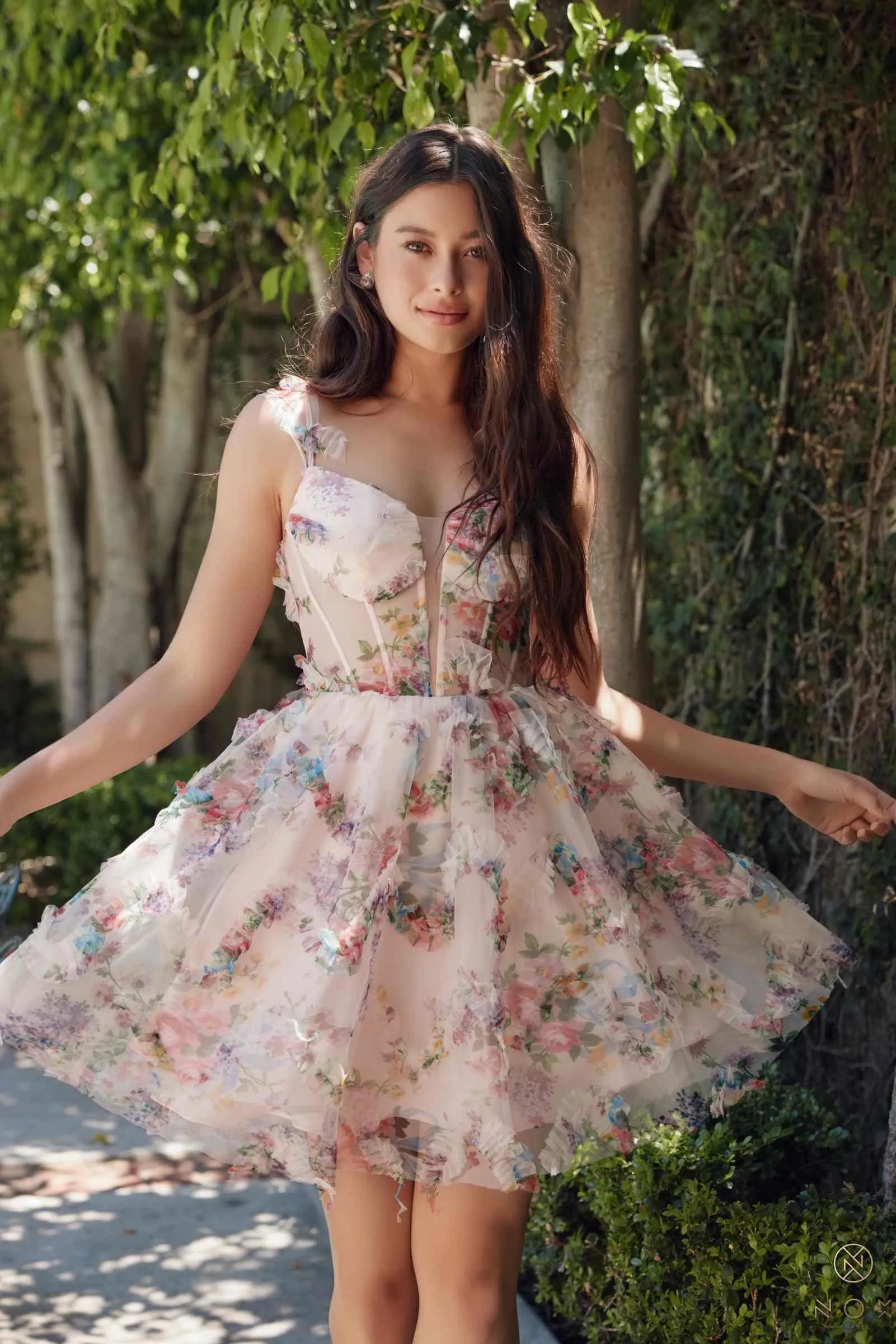 Nox Anabel S849 Dress Floral Print A-Line Party Dress