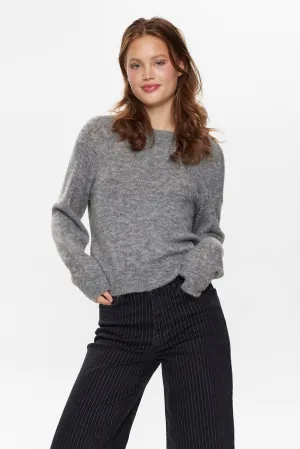 NURIETTE BOW PULLOVER  - Medium Grey mel