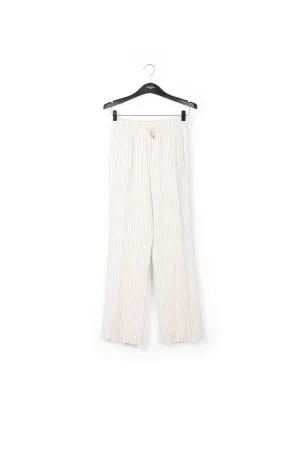Off-white pinstripe wide-leg pants