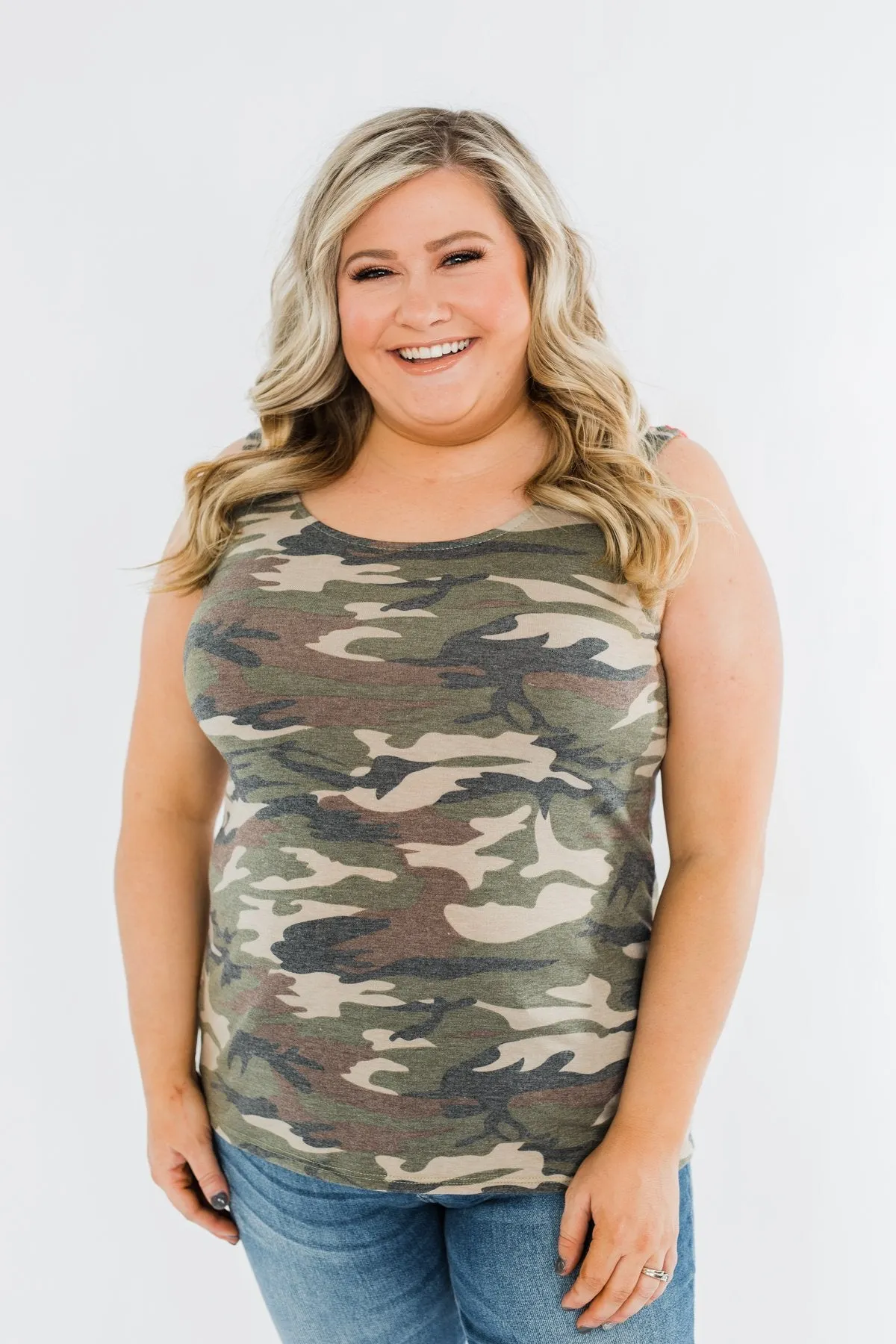 On The Hunt Back Bow Tank Top- Camo