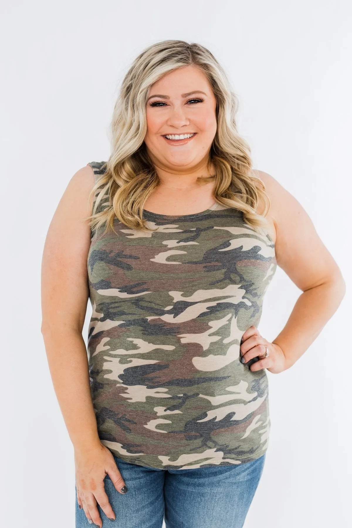 On The Hunt Back Bow Tank Top- Camo