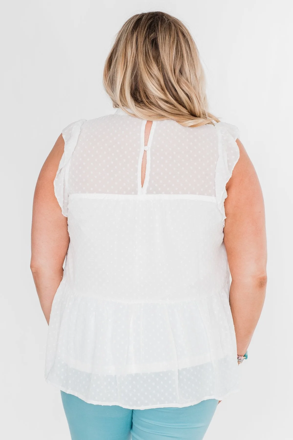 One & Only Lace Detail Sleeveless Top- White