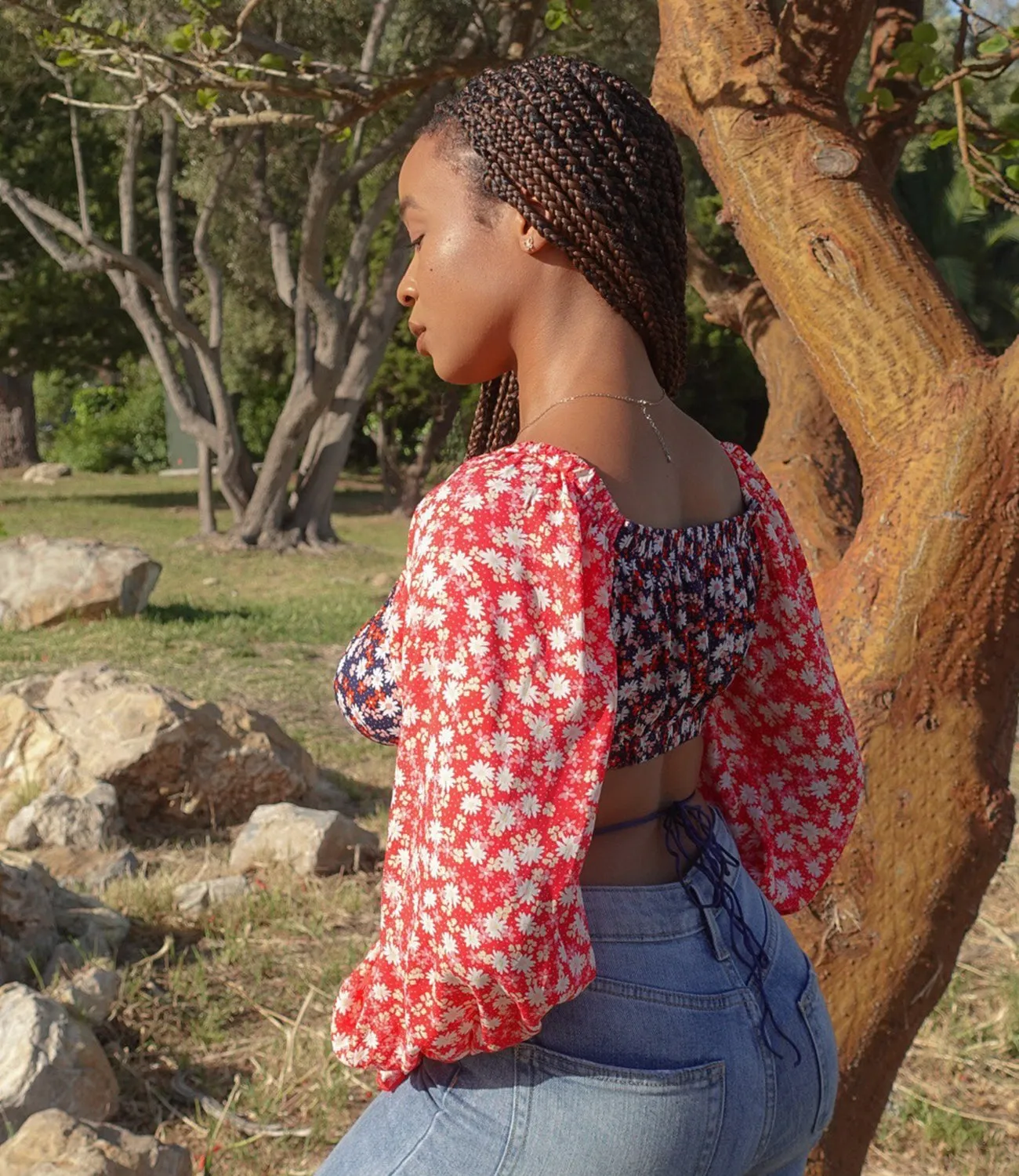 Opposites Attract Top(Red/Dark Navy)