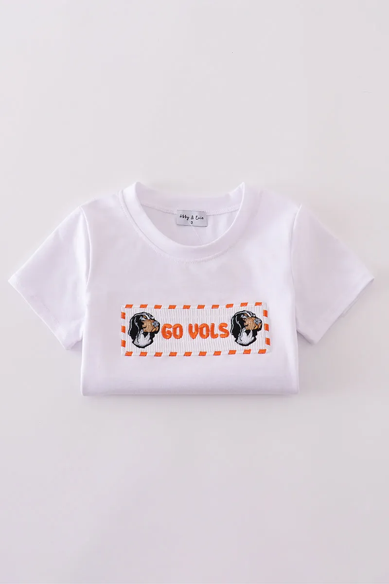 Orange Tennessee GO VOLS embroidery smocked checkered shorts set