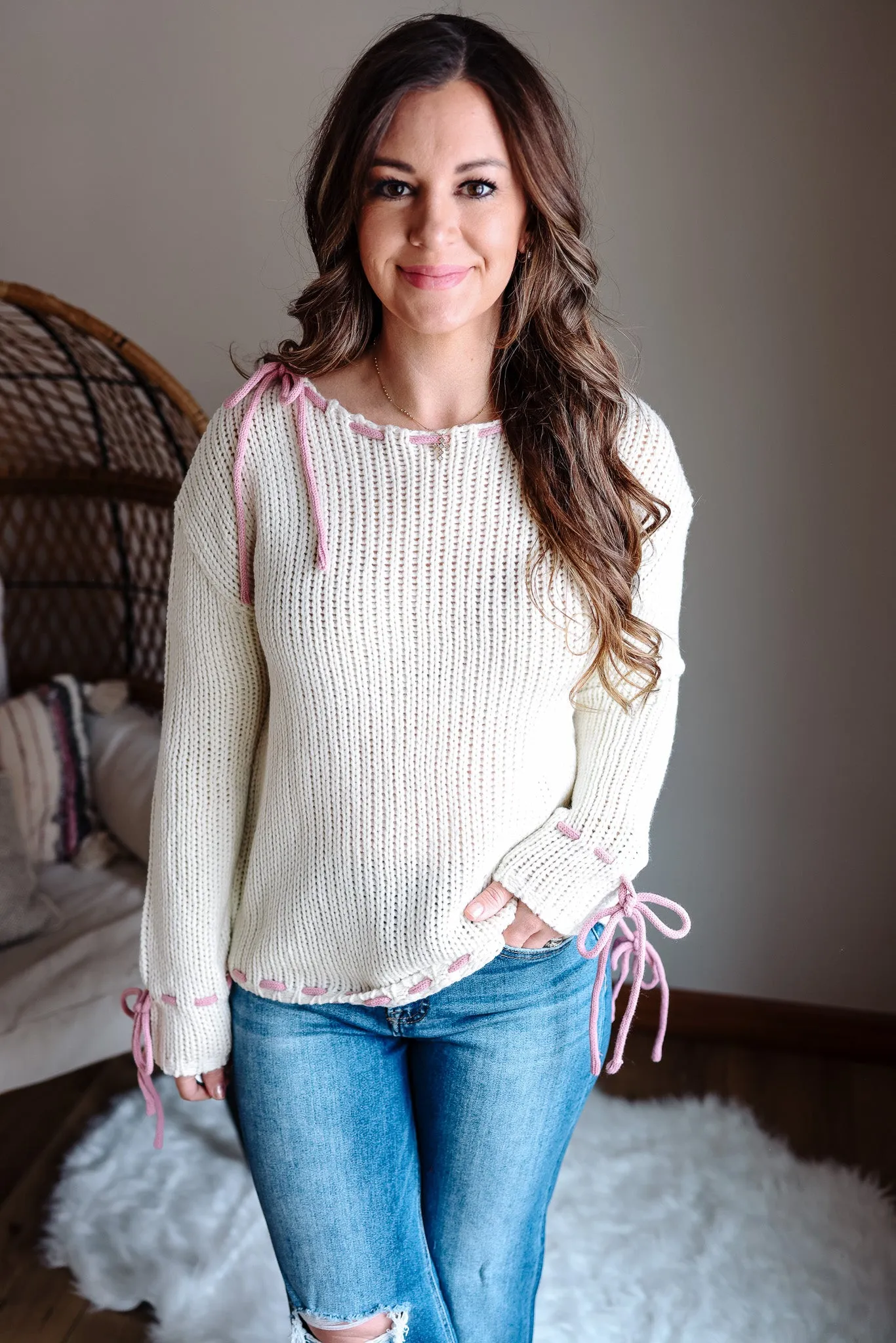 Paige Contrast Tie Detail Top