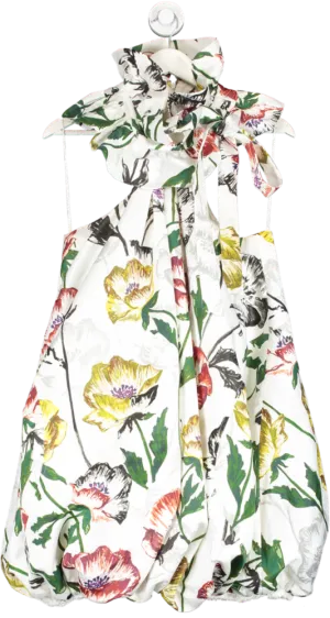Paul Costelloe Collection Multicoloured Floral Print Puffball Hem Dress UK S