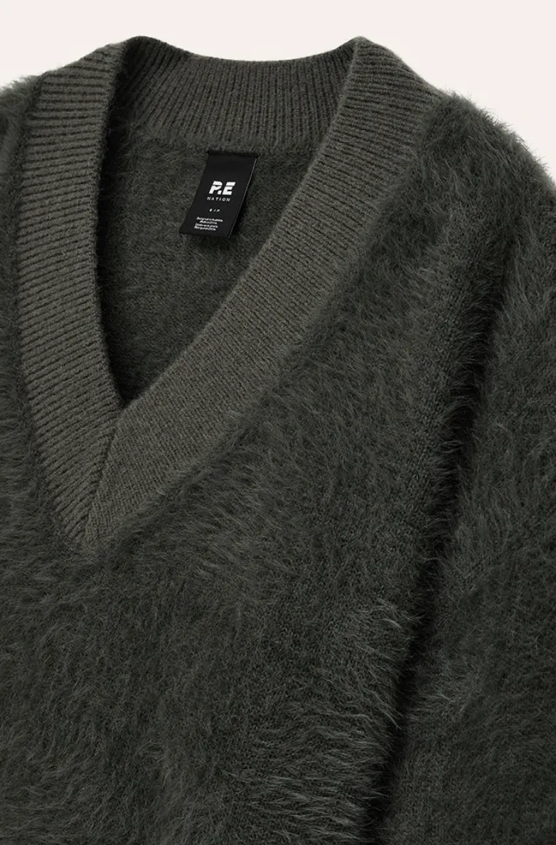 PE Nation Greenpoint V Neck Knit- Caviar
