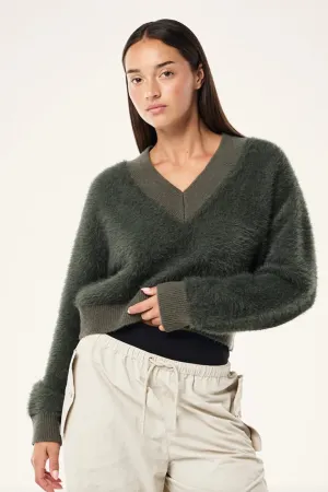 PE Nation Greenpoint V Neck Knit- Caviar