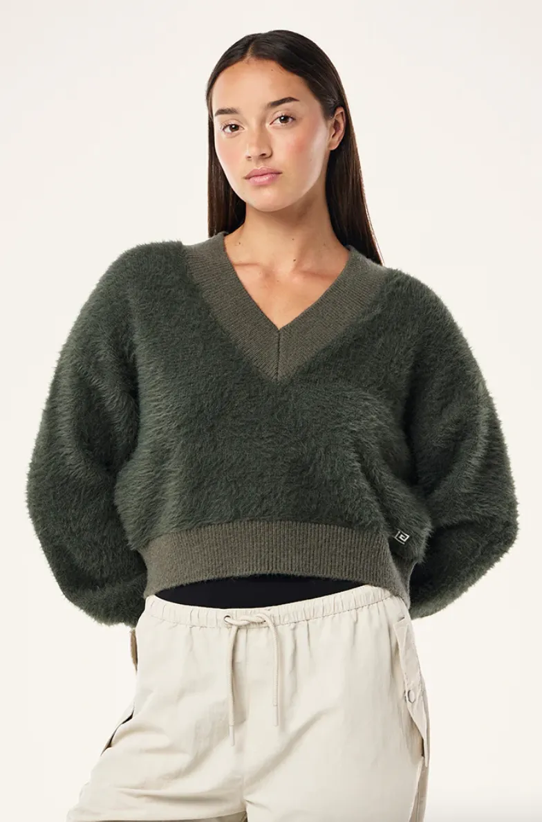 PE Nation Greenpoint V Neck Knit- Caviar