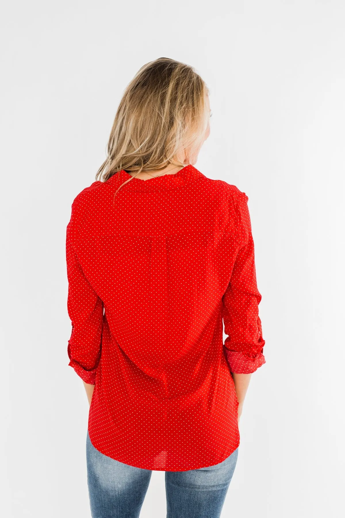 Perfect For Me Polka Dot Blouse- Lipstick Red