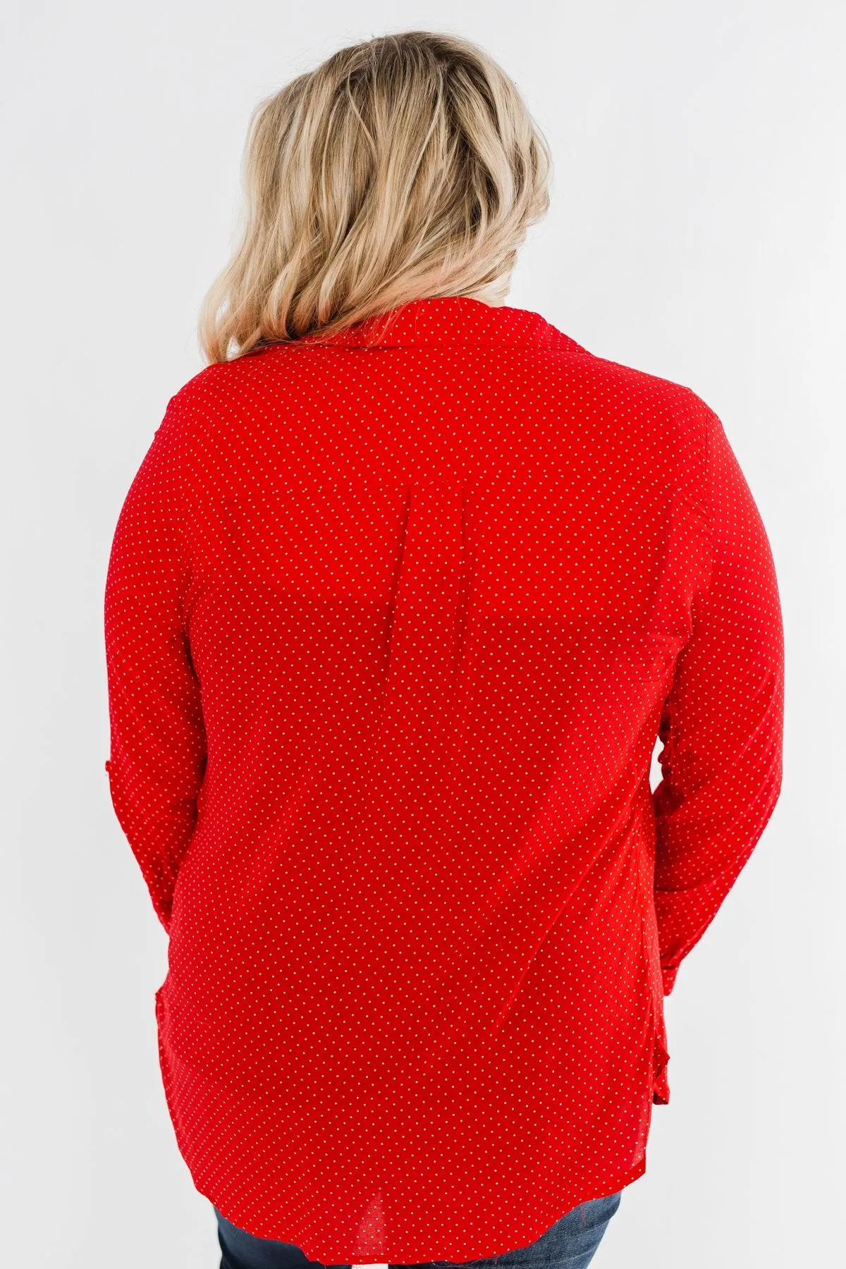 Perfect For Me Polka Dot Blouse- Lipstick Red