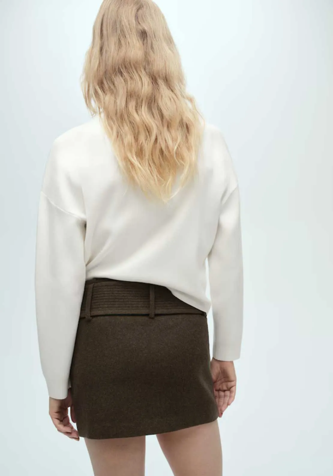 Perkins-neck sweater with zip - Light Beige