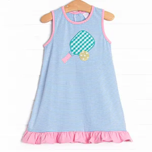Pickle Player Applique Dress, Blue