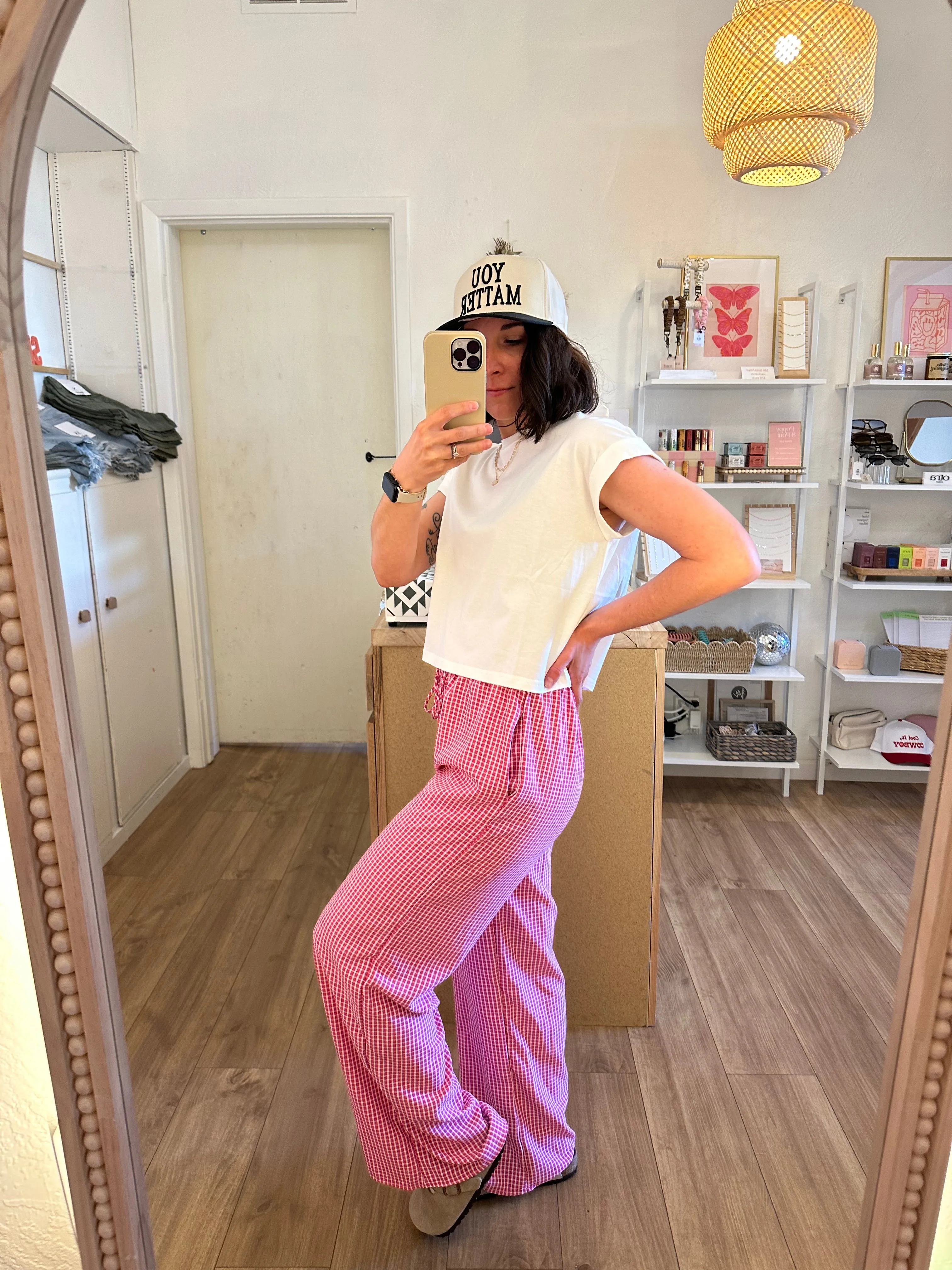 Pink Checkered Boxer Pants