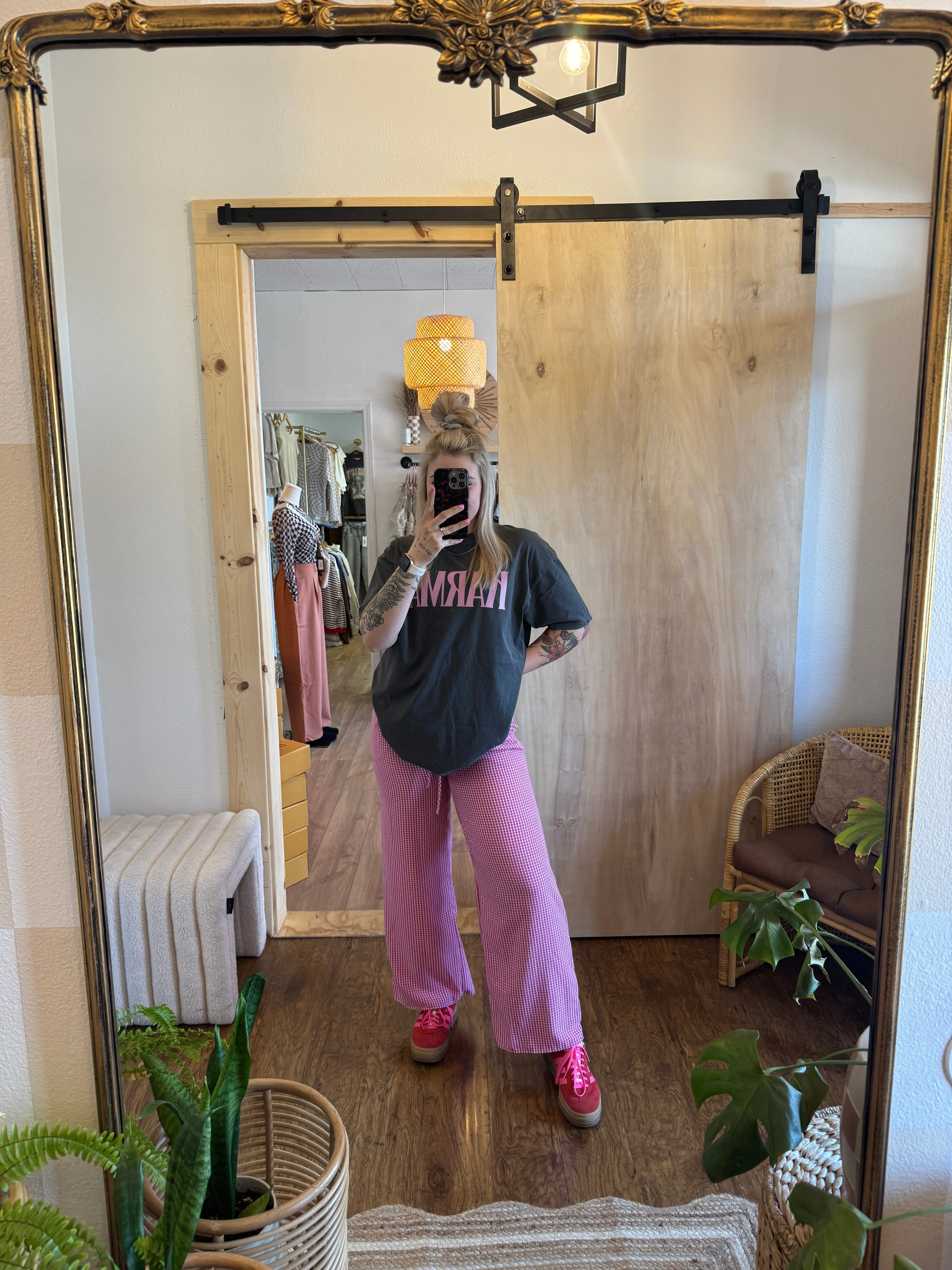 Pink Checkered Boxer Pants