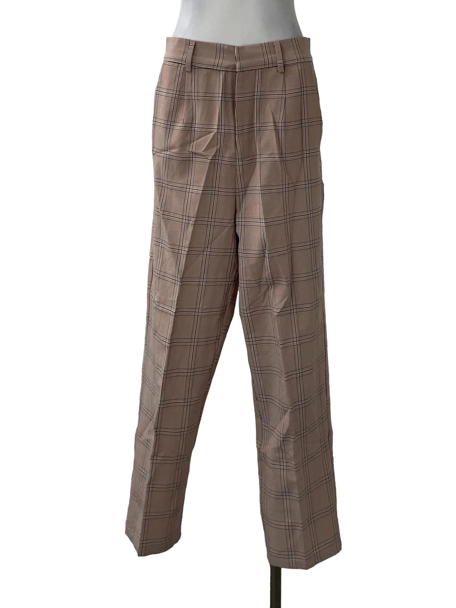 Pink Checkered Slim Pants