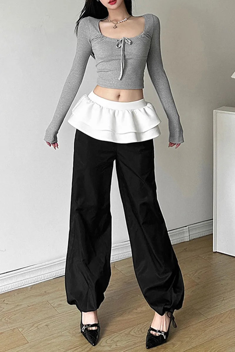 PK0140 Ruffle Fashion Long Pants