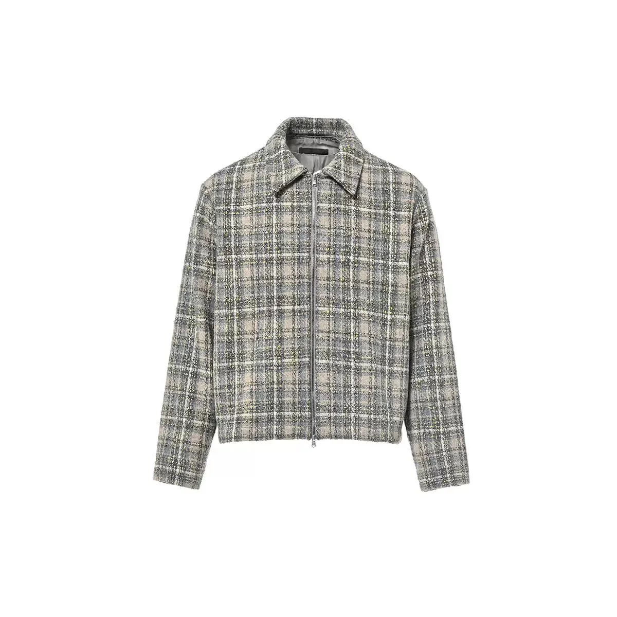 Plaid Tweed Short Zipper Jacket