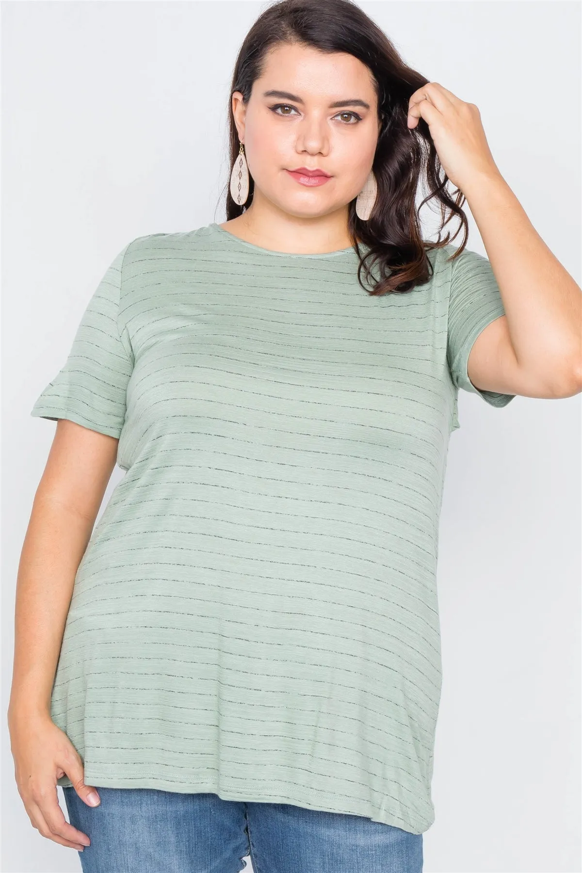Plus Size Cut Out Back Bow Short Sleeve Top