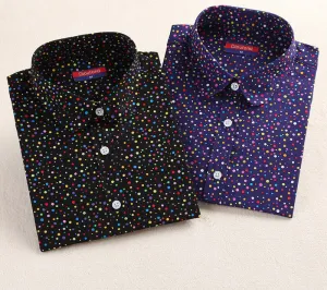 Polka Dot Blouse Long Sleeve Shirt Women Blouses Cotton Women Shirts Red Blue Dot Top Women Tops