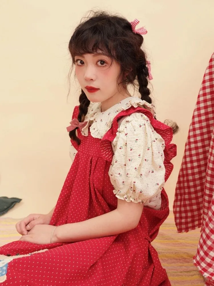 Polka Dot Lace Floral Suit Dress【s0000003033】