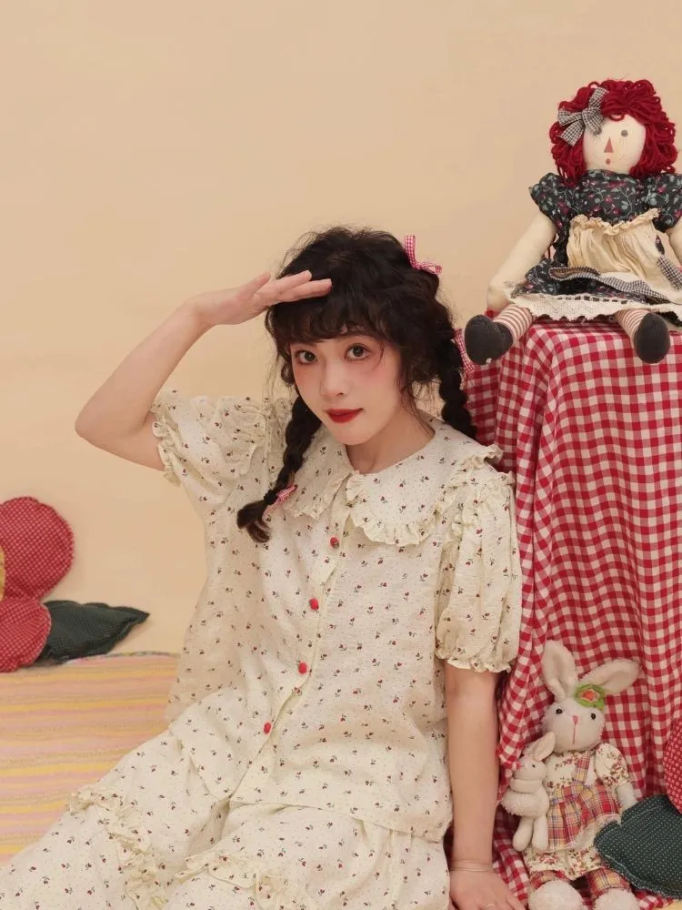 Polka Dot Lace Floral Suit Dress【s0000003033】