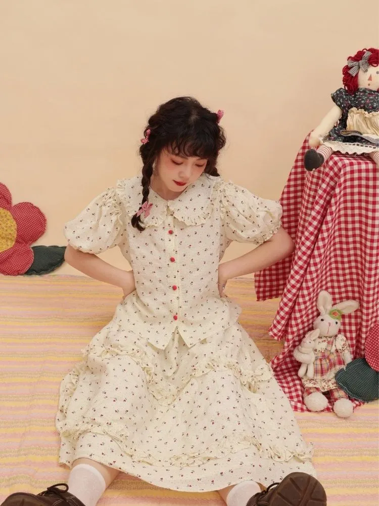 Polka Dot Lace Floral Suit Dress【s0000003033】